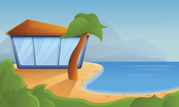 Tropical resort concept background, cartoon style vector