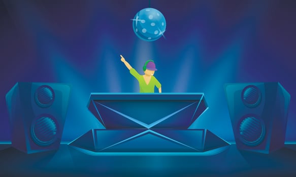 Nightclub party concept banner, cartoon style vector