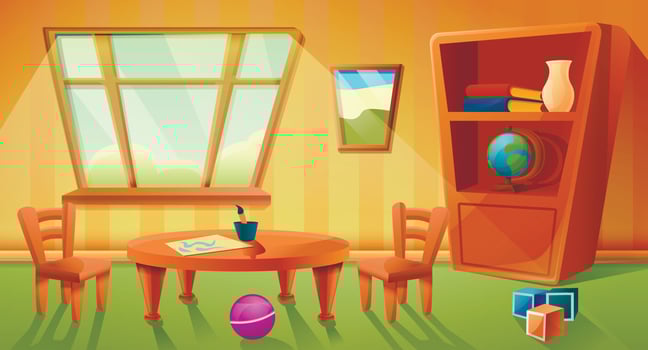 Kindergarten concept banner, cartoon style vector