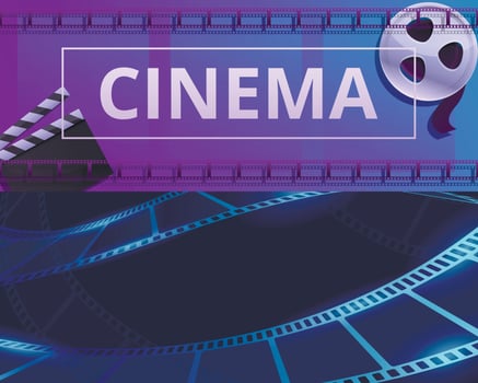 Cinema filmstrip banner set, cartoon style vector