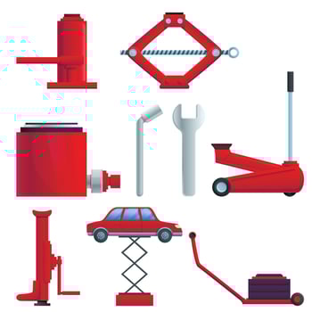 Jack-screw icons set, cartoon style vector