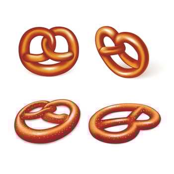 German pretzel icon set, realistic style vector
