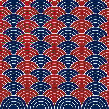 Red and navy blue Japanese wave pattern background. vector