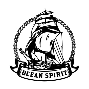 Vintage Ship with rope and ribbon banner vector