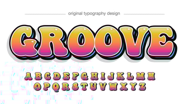 colorful summer rounded groove cartoon typography vector