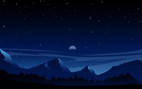 Night sky over mountains landscape illustration vector