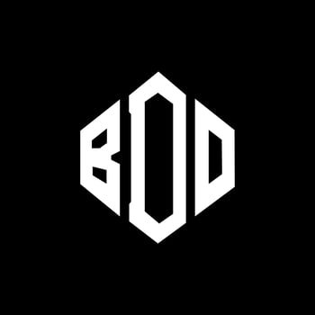 BDO letter logo design with polygon shape. BDO polygon and cube shape logo design. BDO hexagon vector logo template white and black colors. BDO monogram, business and real estate logo.