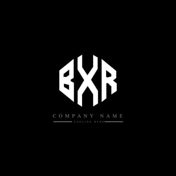 BXR letter logo design with polygon shape. BXR polygon and cube shape logo design. BXR hexagon vector logo template white and black colors. BXR monogram, business and real estate logo.