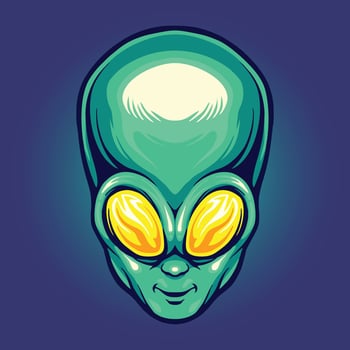 Alien head cartoon logo mascot Vector illustrations for your work Logo, merchandise t-shirt, stickers and Label designs, poster, greeting cards advertising business company or brands.