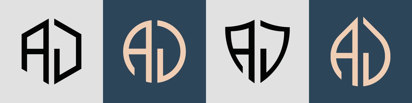 Creative simple Initial Letters AJ Logo Designs Bundle. vector