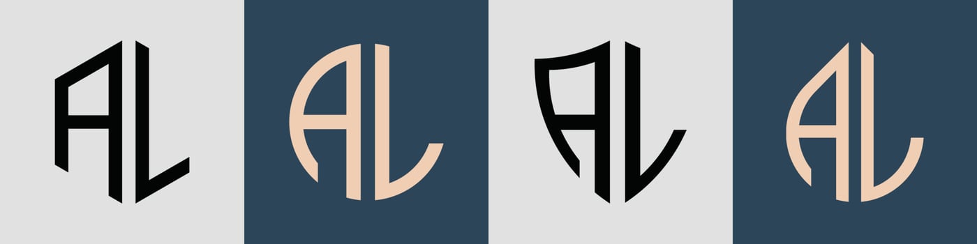 Creative simple Initial Letters AL Logo Designs Bundle. vector