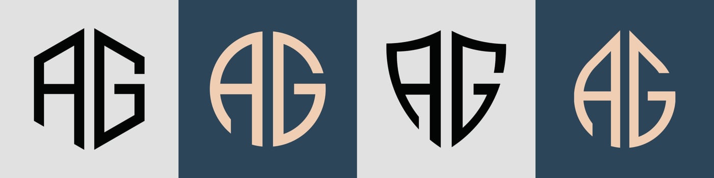 Creative simple Initial Letters AG Logo Designs Bundle. vector
