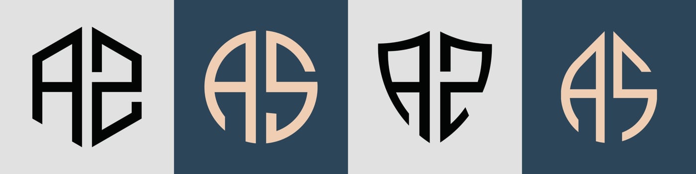 Creative simple Initial Letters AZ Logo Designs Bundle. vector