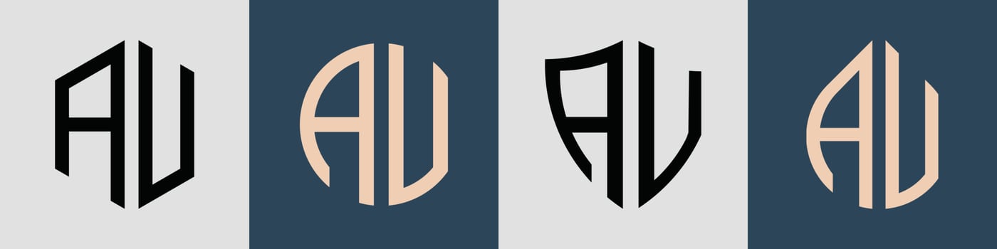 Creative simple Initial Letters AV Logo Designs Bundle. vector