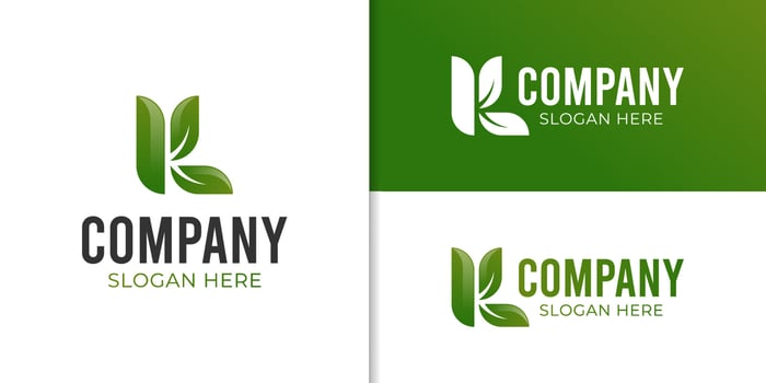 letter K with leaf logo concept for natural, herbal product, healthy sign, symbol, icon design vector