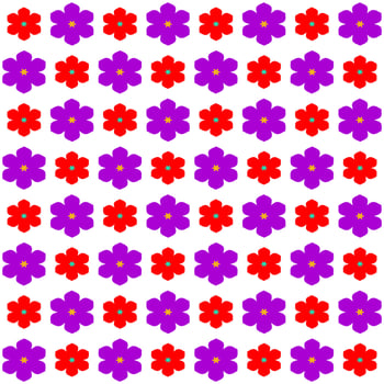 Seamless abstract simple floral pattern. Violet and red color on white background. Paper, cloth, fabric, cloth, dress, napkin, cover, bed, printing, or wrap. vector