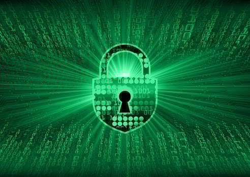 Closed Padlock on digital background, cyber security vector