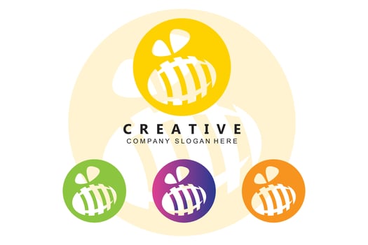 simple yellow honey bee free icon vector logo