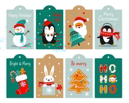 Set of vector illustration of christmas gift labels