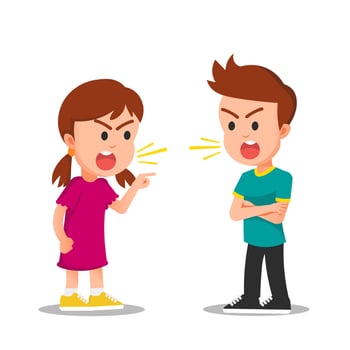 two children fighting with each other vector