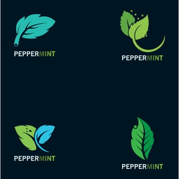 Peppermint leaf logo inspiration concept design on black background vector