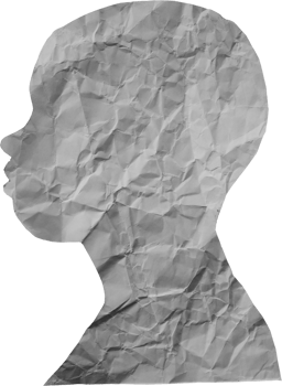 People portrait with crumpled paper texture. Paper cut people from side angle. png