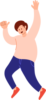 People are jumping with joyful expressions. Young people in casual fashion flat design illustration. png