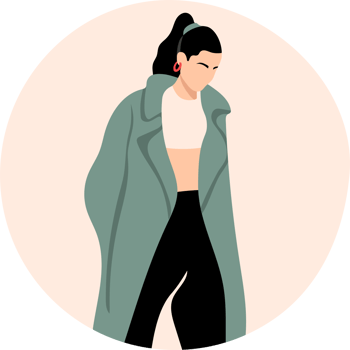 portrait stylish young women dressed in casual and formal outfits. Flat design illustrations of woman portrait in trendy fashionable style png