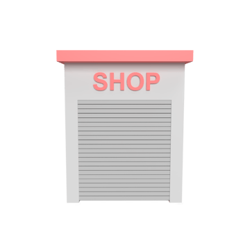 Shop 3d icon model cartoon style concept. render illustration png