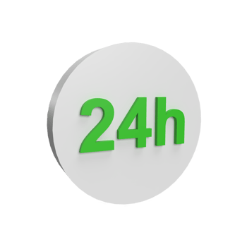 24h badge 3d icon model cartoon style concept. render illustration png