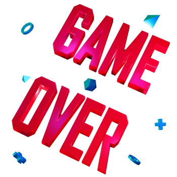text game over glowing neon font 3d illustration png