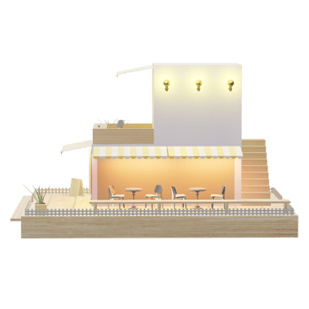 coffee shop model restaurant 3d illustration png