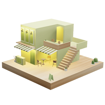 Candy shop Coffee shop Restaurant Cartoon model 3D illustration png