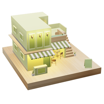 Candy shop Coffee shop Restaurant Cartoon model 3D illustration png
