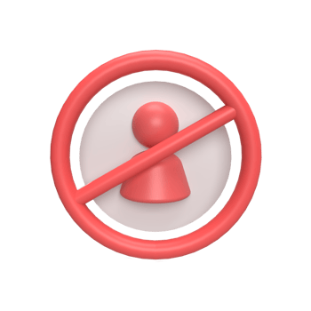 Ban User 3d icon model cartoon style concept. render illustration png