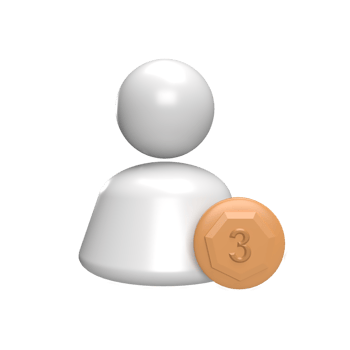 3D User with medal badge top 3. render illustration png