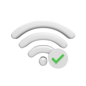 3D Wifi icon with checklist mark concept. rendered illustration png