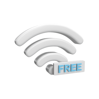3D wifi icon with free word concept. rendered illustration png