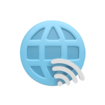 3D web icon with wifi concept. rendered illustration png