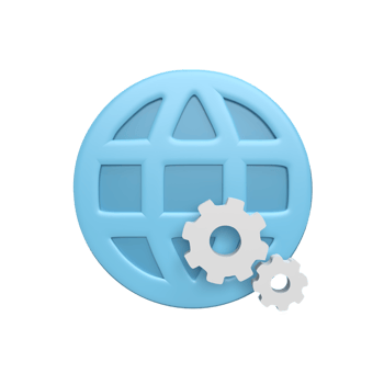 3D web icon with gear concept. rendered illustration png