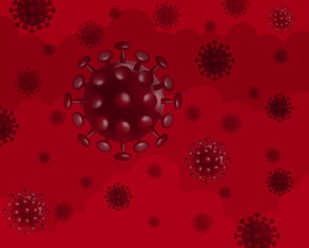 Red virus in human blood graphic shape. health, life, respiratory system, breathe. Anatomy vector illustration concept
