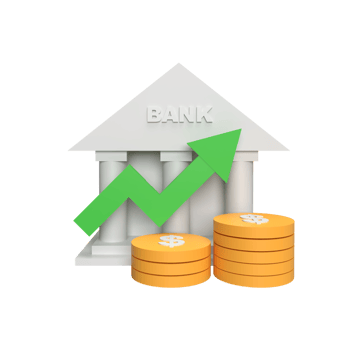 3D Bank Interest up concept. rendered illustration png