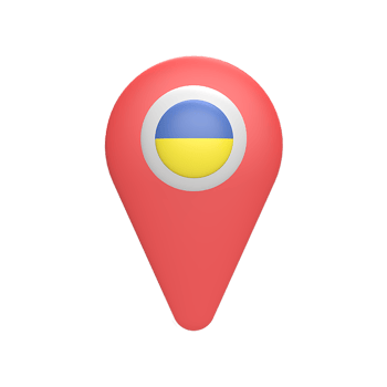 3D pin map with Ukraine flag. Rendered illustration png