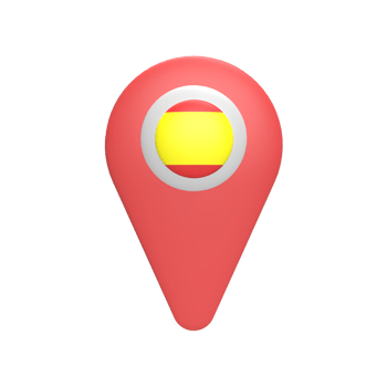 3D pin map with Spain flag. Rendered illustration png