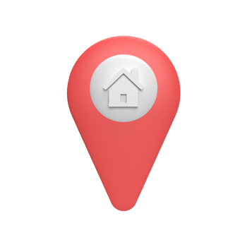 3D pin map with Home icon. Rendered illustration png