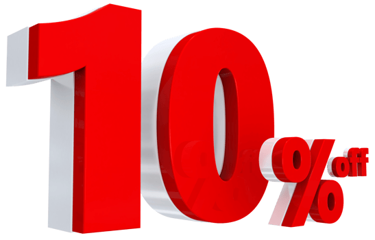 Discount 10 percent red offer in 3d png
