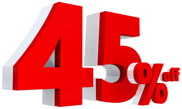 Discount 45 percent red offer in 3d png