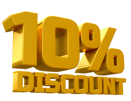 Discount 10 percent luxury gold offer in 3d png