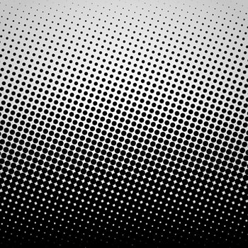 Halftone abstract vector black dots design element isolated on a white background.