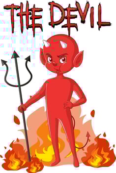 Devil cartoon character on white background vector